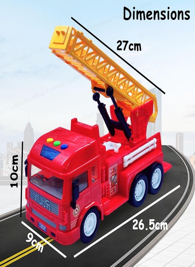 NVF Pull Back Vehicles Fire Rescue Truck Toy, Friction Power Trucks for 3+ Years Old Boys and Girls, Vehicles Truck Toys for Kids, Light and Sound Toys - Multicolor - Image 2